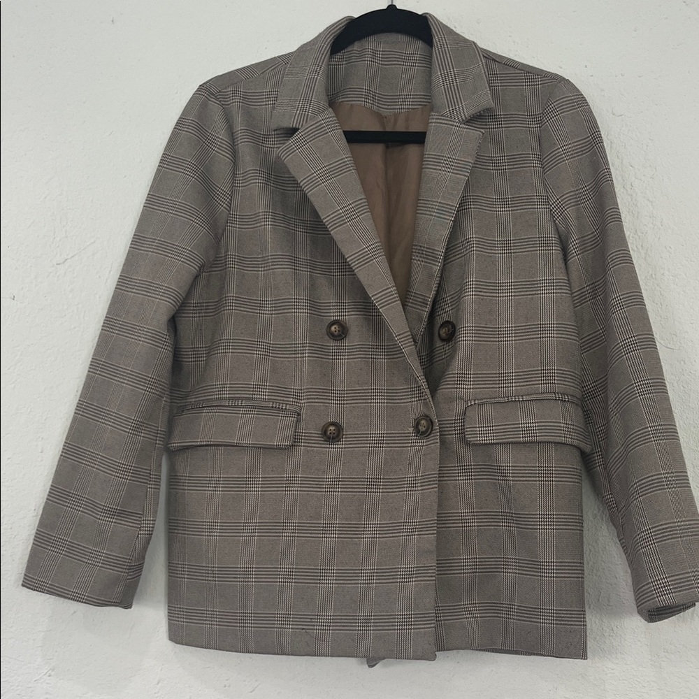 Plaid Double-Breasted Women's Jacket